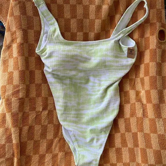 PINK Lime Green and White One-Piece Swimsuit - Picture 2 of 10